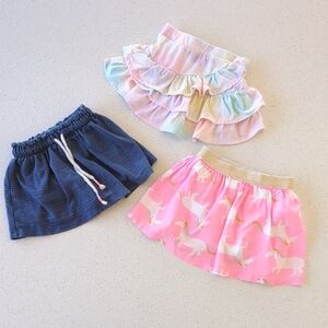 Set Of 3 Skirts / Skorts - Unicorn, Tie Dye, Pink, Blue